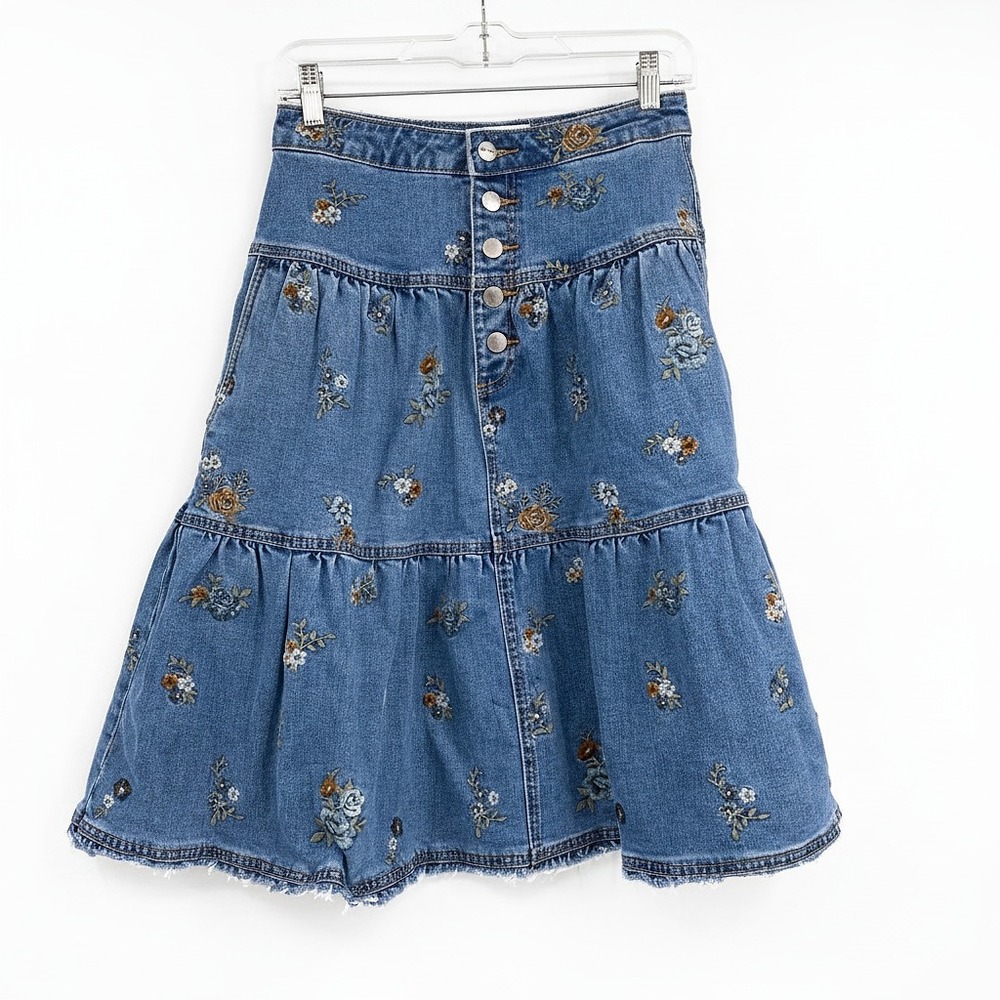 DRIFTWOOD Blue Embroidered Midi Skirt | Women’s XS Synthetic in China